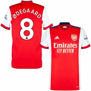 21-22 Arsenal Home Shirt + Ødegaard 8 (Premier League)