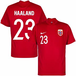 20-21 Norway Home Shirt + Haaland 23 (Fan Style Printing) - Size XL