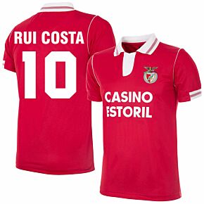 92-93 Benfica Home Retro Shirt + Rui Costa 10 (Retro Flock Printing)