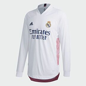 20-21 Real Madrid Authentic Home L/S Shirt