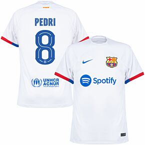 23-24 Barcelona Away Shirt + Pedri 8 (Official Cup Printing)
