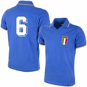 1982 Italy Home Shirt + No.6 (Retro Flock Printing)