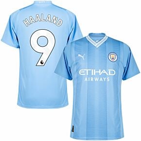 23-24 Man City Home Shirt + Haaland 9 (Premier League)
