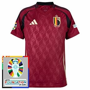 24-25 Belgium Home Shirt incl. Euro 2024 & Foundation Tournament Patches