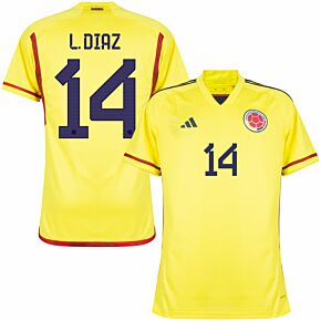 22-23 Colombia Home Shirt + L.Diaz 14 (Official Printing)