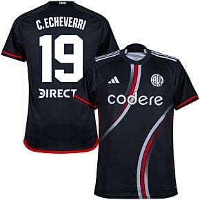 2024 River Plate 3rd Shirt + C. Echeverri 19 (Fan Style Printing)