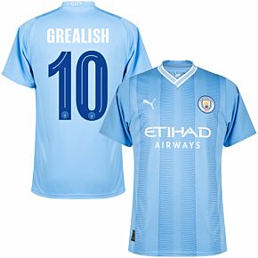 23-24 Man City Home Shirt + Grealish 10 (Official Cup Printing)