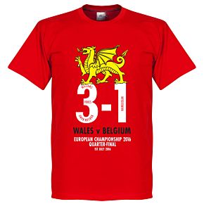 Wales v Belgium 3-1 Victory Commemorative Tee - Red