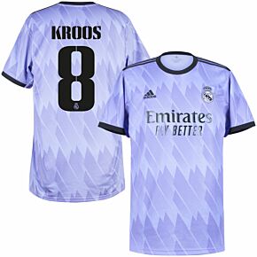 22-23 Real Madrid Away Shirt + Kroos 8 (Official Cup Printing)