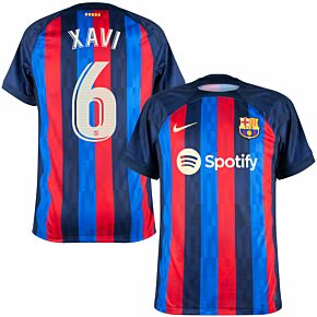 22-23 Barcelona Home Shirt + Xavi 6 (La Liga Printing)