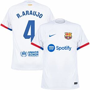 23-24 Barcelona Away Shirt + R.Araujo 4 (La Liga)