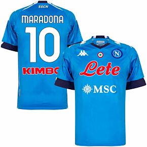 20-21 Napoli Home Shirt + Maradona 10 (Fan Style Printing)
