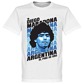Diego Maradona Portrait Tee - White