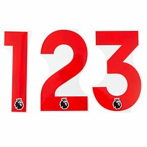23-24 Premier League Official Adult Player Numbers - Red