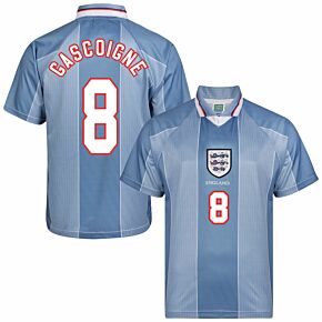 1996 England Euro 96 Away Retro Shirt + Gascoigne 8 (Retro Flex Printing)