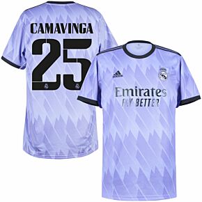 22-23 Real Madrid Away Shirt + Camavinga 25 (Official Cup Printing)