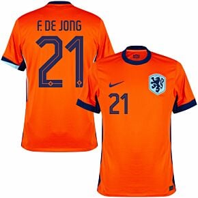 24-25 Holland Home Shirt + F. De Jong 21 (Official Printing)