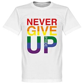 Never Give Up Pride Tee - White
