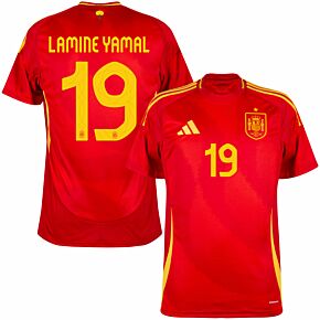 24-25 Spain Home Shirt + Lamine Yamal 19 (Official Printing)