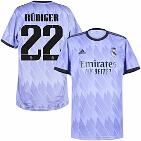 22-23 Real Madrid Away Shirt + Rüdiger 22 (Official Cup Printing)