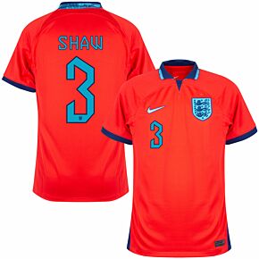 22-23 England Away Shirt + Shaw 3 (Official Printing)