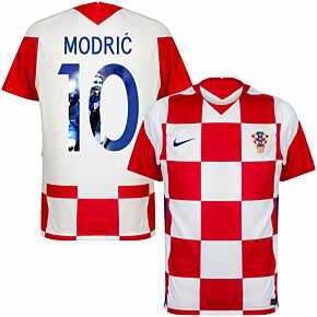 20-21 Croatia Home Shirt + Modrić 10 (Gallery Style Printing)