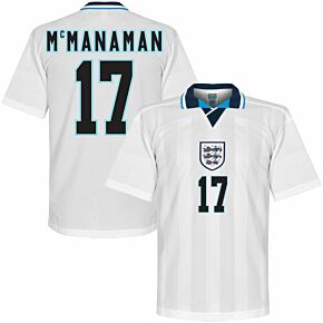 1996 England Euro 96 Home Retro Shirt + McManaman 17 (Retro Flex Printing)