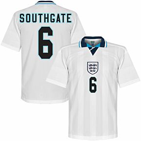 1996 England Euro 96 Home Retro Shirt + Southgate 6 (Retro Flex Printing)