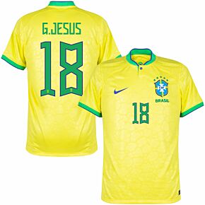 22-23 Brazil Home Shirt + G.Jesus 18 (Official Printing)