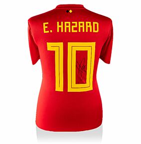 Eden Hazard Signed Belgium 18-19 Home Jersey Back Signed
