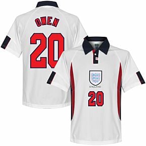 1998 England Home World Cup Finals Retro Shirt + Owen 20 (Retro Flex Printing)