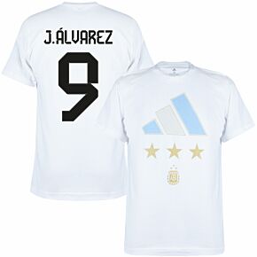 2022 World Cup Argentina Winners T-Shirt + J.Álvarez 9