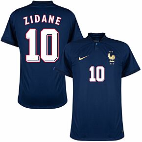 22-23 France Home Shirt + Zidane 10 (1998 Retro Printing)