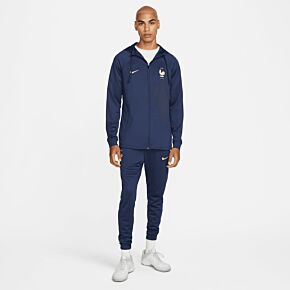 22-23 France Dri-Fit Strike Hooded Tracksuit - Navy/Gold