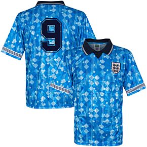 1990 England 3rd No.9 Retro World Cup Finals Shirt (Retro Flock Printing)