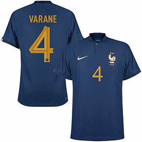 22-23 France Dri-Fit ADV Match Home Shirt + Varane 4 (Official Printing)