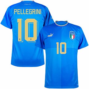 22-23 Italy Home Shirt + Pellegrini 10 (Official Printing)