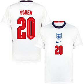 20-21 England Home Shirt + Foden 20 (Official Printing)