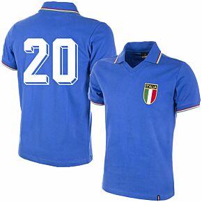 1982 Italy Home Shirt + No.20 (Retro Flock Printing)