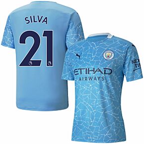 20-21 Man City Home Shirt + Silva 21 (Premier League)