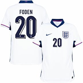 24-25 England Home Shirt + Foden 20 Official Printing)