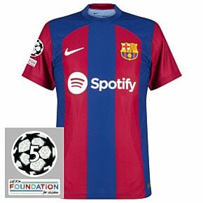 23-24 Barcelona Dri-Fit ADV Match Home Shirt + UCL 5 Times Starball & UEFA Foundation Patches