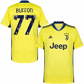 20-21 Juventus Home GK Shirt + Buffon 77 + Serie A + 648BUFFON Sleeve Patch