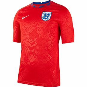 20-21 England Breathe PreMatch S/S Top - Red/White