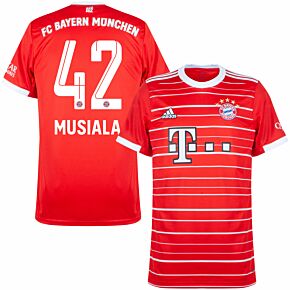 22-23 Bayern Munich Home Shirt - Kids + Musiala 42 (Official Printing)