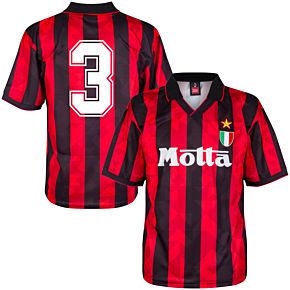 1994 AC Milan Home Retro Shirt + No.3 (Retro Flock Printing)
