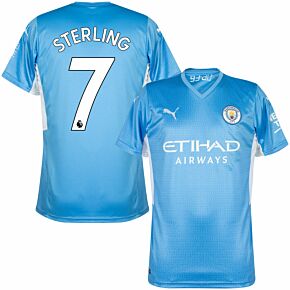 21-22 Man City Home Shirt + Sterling 7 (Premier League)