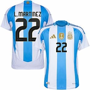 24-25 Argentina Home Authentic Shirt + L.Martínez 22 (Official Printing)
