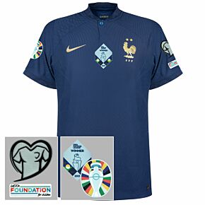 22-23 France Home Dri-Fit ADV Match Shirt + Euro 2024 Qualifying Patch Set