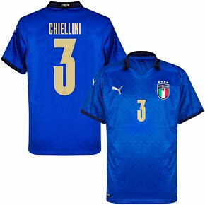20-21 Italy Home Shirt + Chiellini 3 (Official Printing)